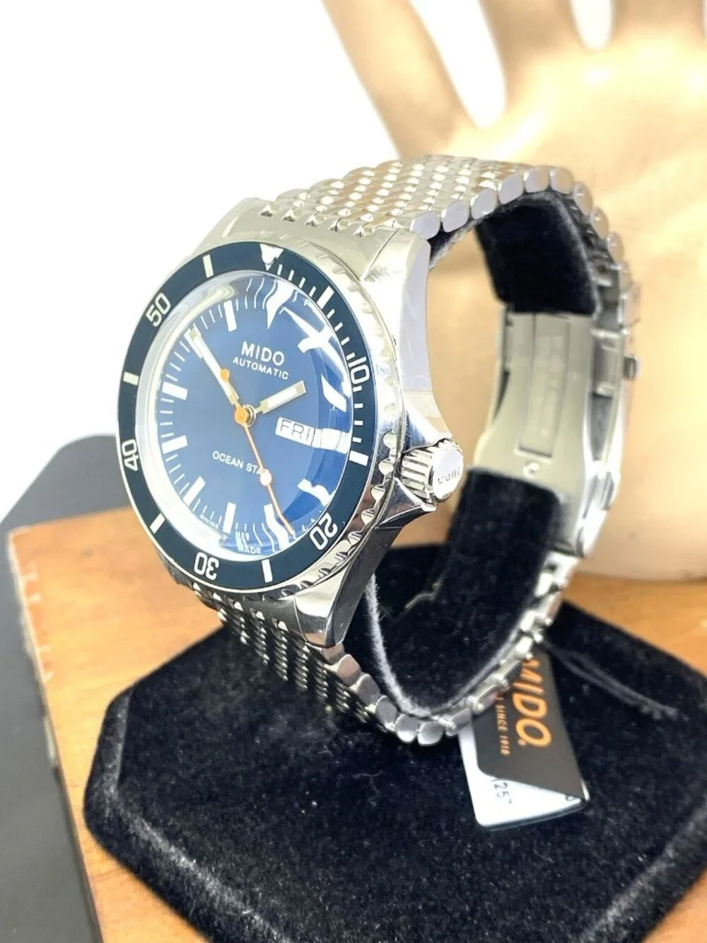 Mido Ocean Star Men's Watch Swiss Automatic Blue Dial Day Date Steel 40.5mm